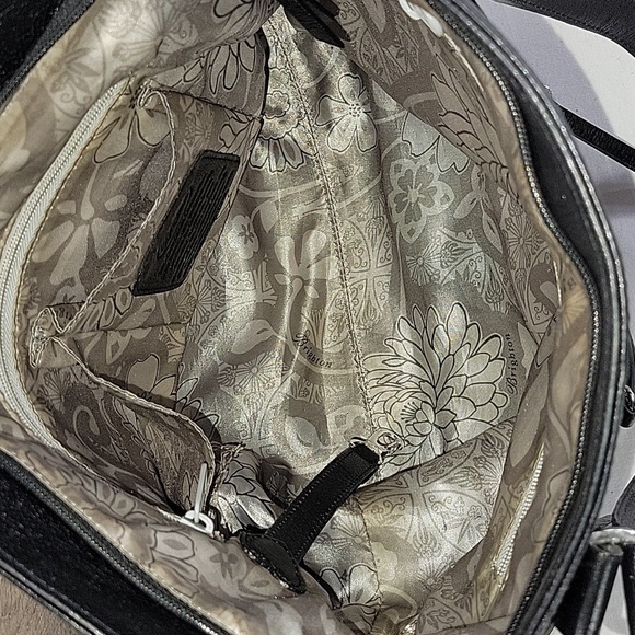 Brighton Morrison Black Leather Crossbody Shoulder Bag Tote Handbag Rare - Picture 10 of 13